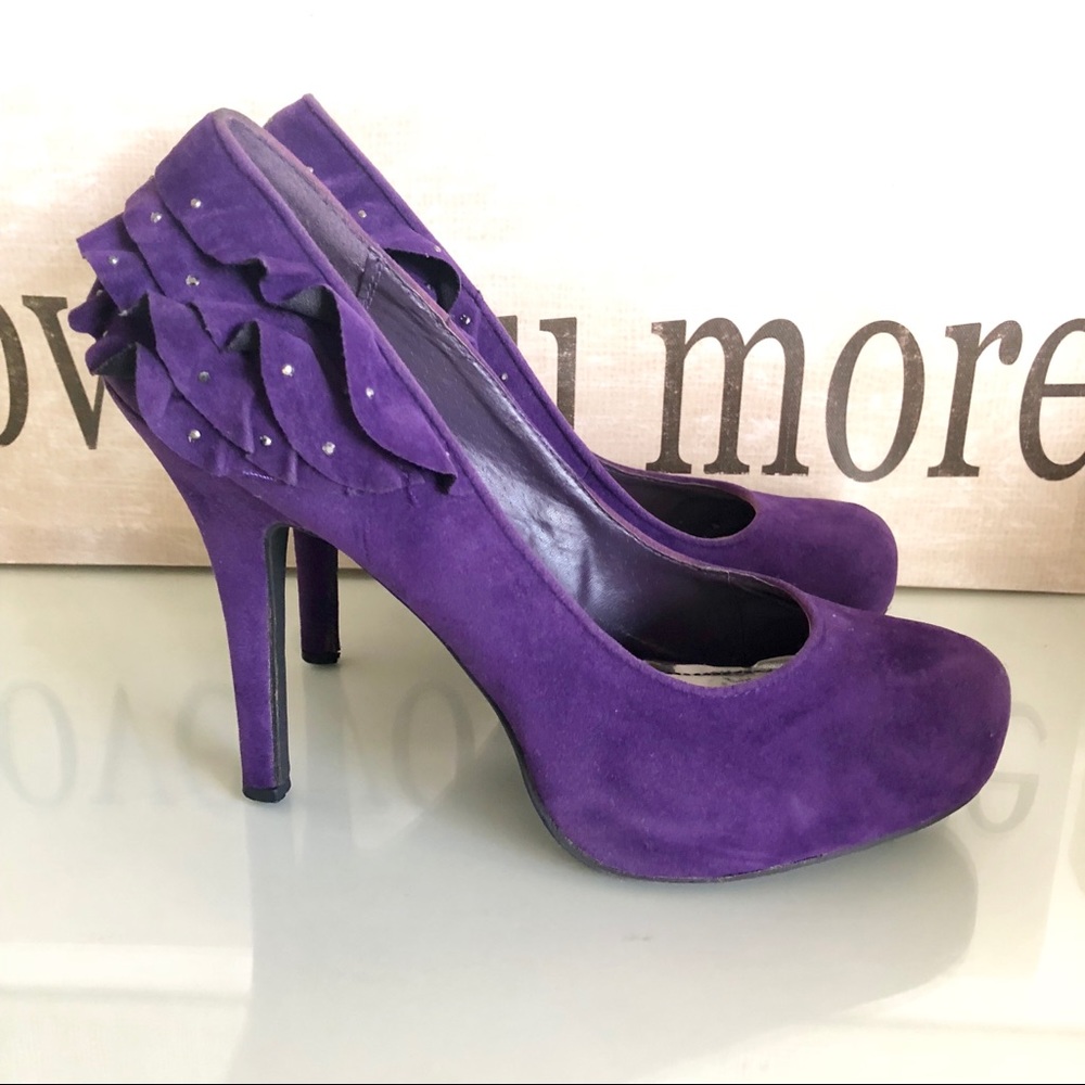 Bamboo Purple Rhinestone High Heels - 10